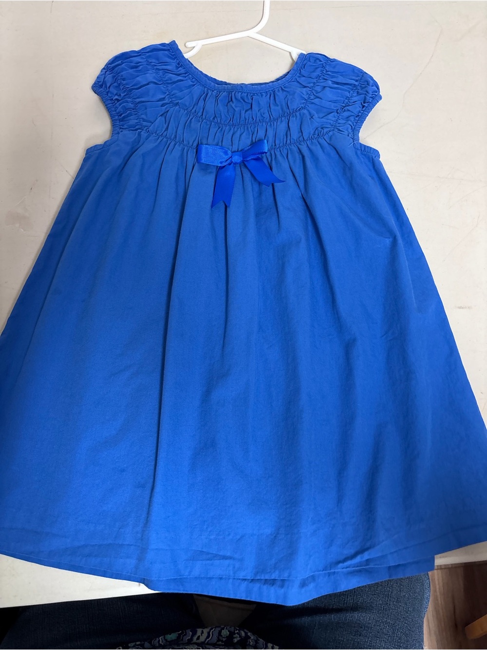 Zara Royal Blue Smocked Casual Dress with Bow